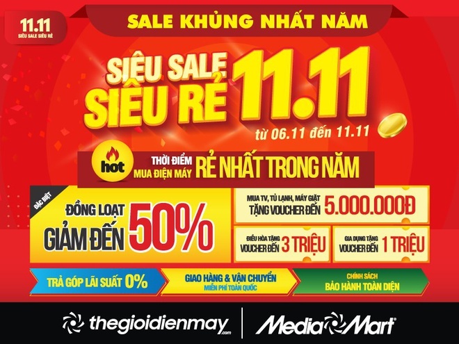 Săn hàng điện máy giá rẻ tại MediaMart dịp 'Siêu sale 11/11'