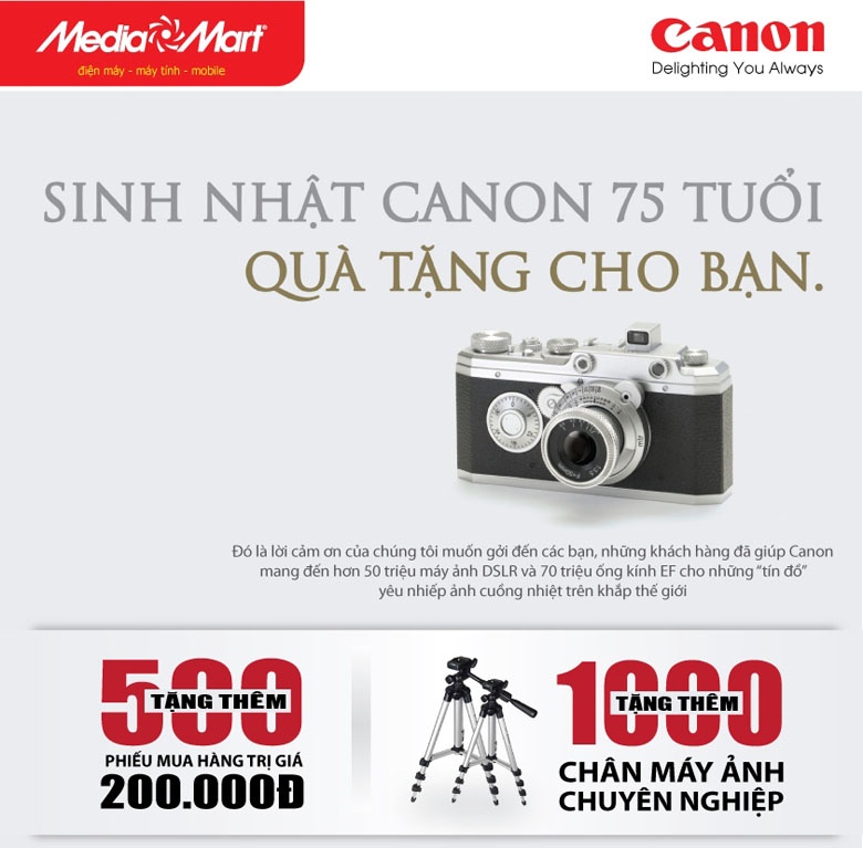 Sinh nhật Canon 75 tuổi, quà tặng cho khách hàng