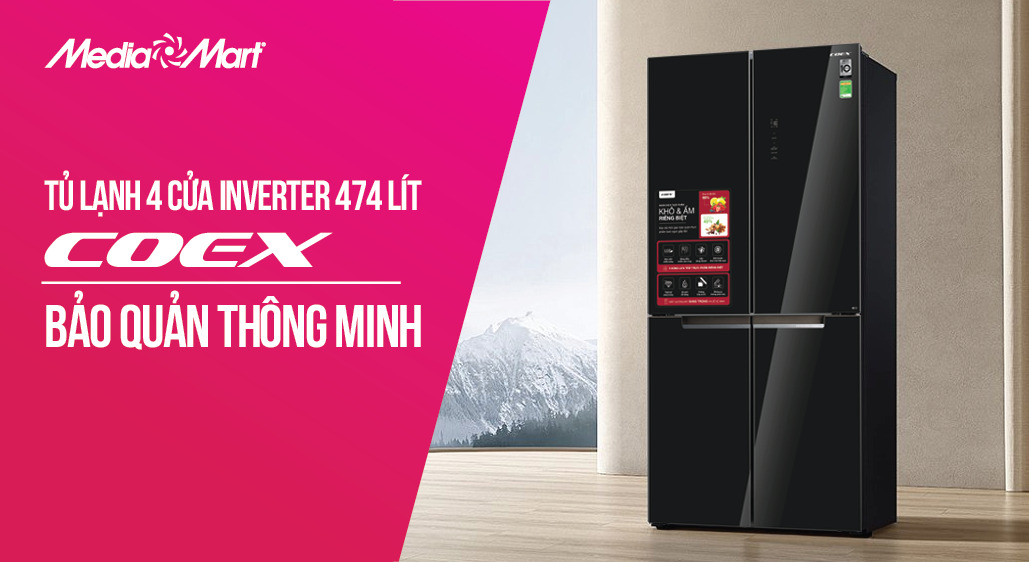 Tủ lạnh 4 cửa Inverter Coex 474 lít RM-4006MSG: Mở ra kỷ nguyên bảo quản thông minh