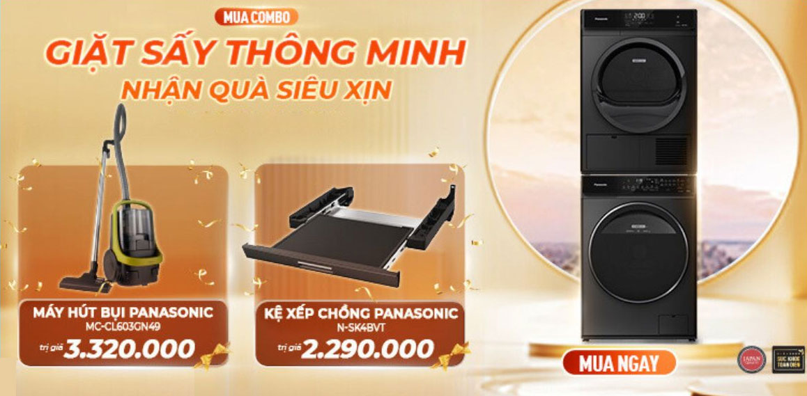 Tặng quà cho khách hàng khi mua máy sấy bơm nhiệt Panasonic hoặc bộ máy giặt và máy sấy Panasonic