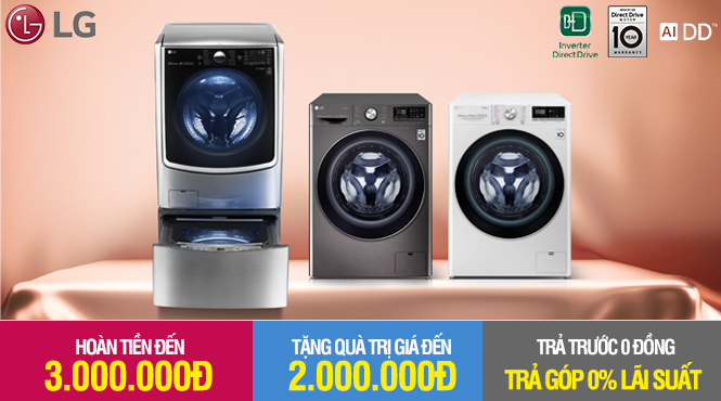 Tháng vàng LG: Máy giặt lồng ngang thông minh LG AI DD 9kg FV1409S3W chỉ còn 12,39 triệu đồng