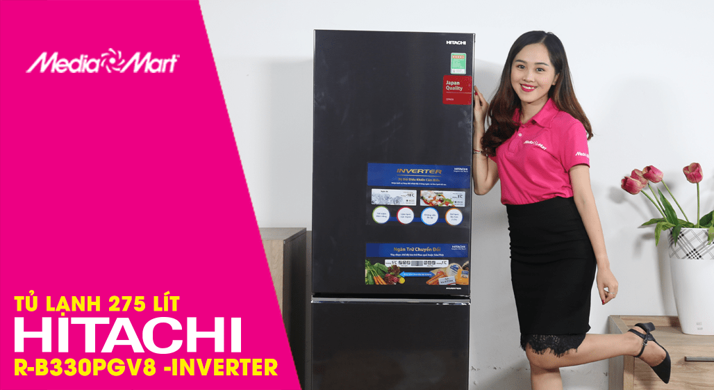 Tủ lạnh 275L Hitachi R-B330PGV8(BBK) Inverter - Siêu tiết kiệm điện