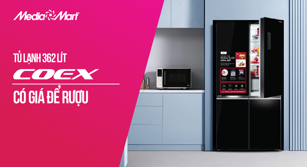 Tủ lạnh 362L Coex RM-4007MGB: Có cả giá để rượu