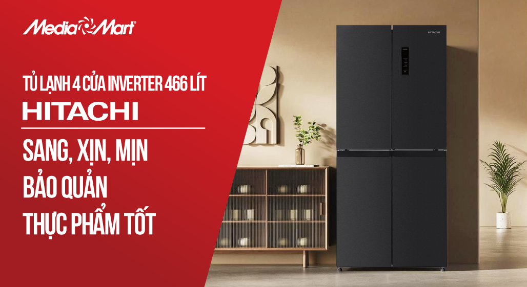 Tủ lạnh Hitachi Inverter 466Lít HR4N7522DSDXVN: Bảo quản thực phẩm linh hoạt