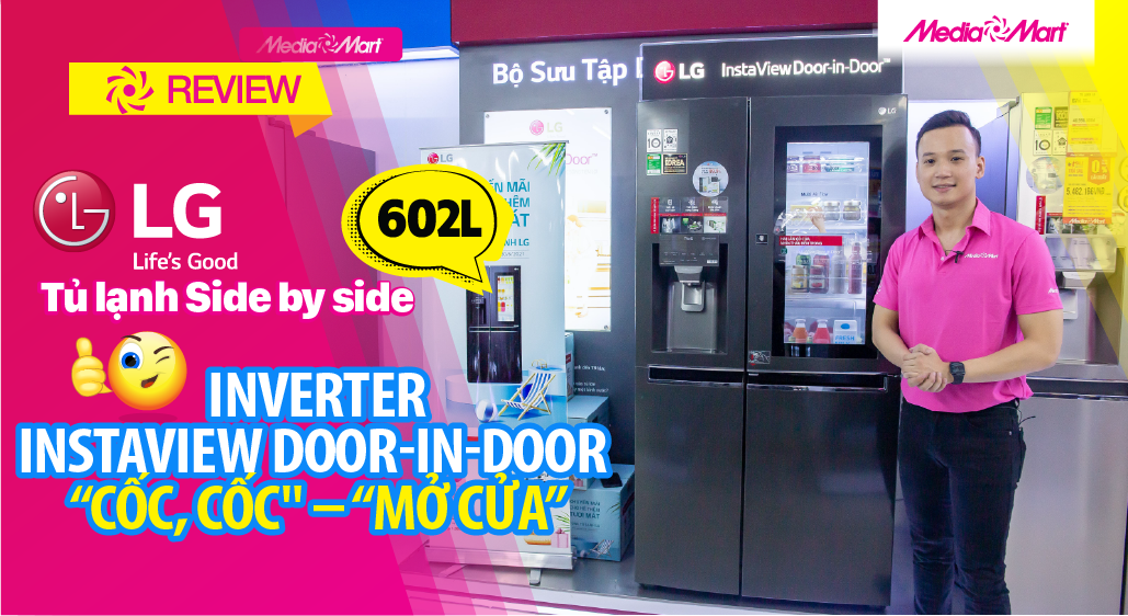 Tủ lạnh LG Inverter Side by side 602 lít GR-X247MC Instaview Door-In-Door - Chỉ cần cốc, cốc là nhìn thấu bên trong