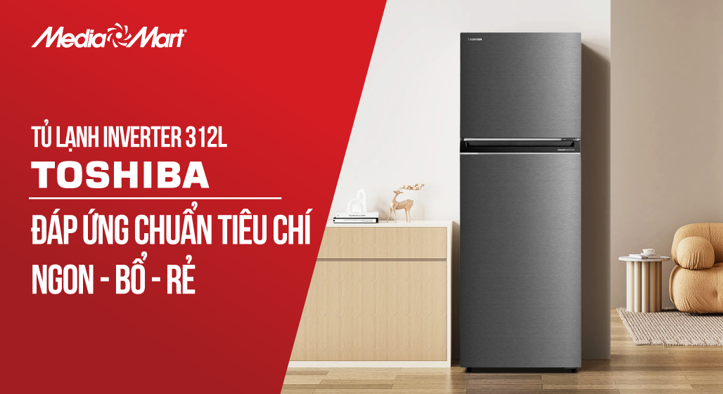 Tủ lạnh Toshiba Inverter 312L đáp ứng chuẩn tiêu chí ngon - bổ - rẻ!  (GR-RT416WE)