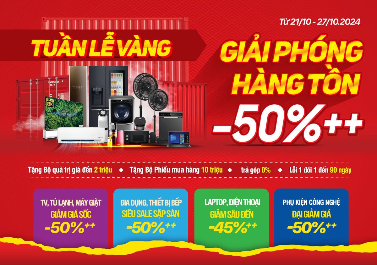 Tuần lễ vàng- Giải phóng hàng tồn: Xả hết giảm tất tới 50%