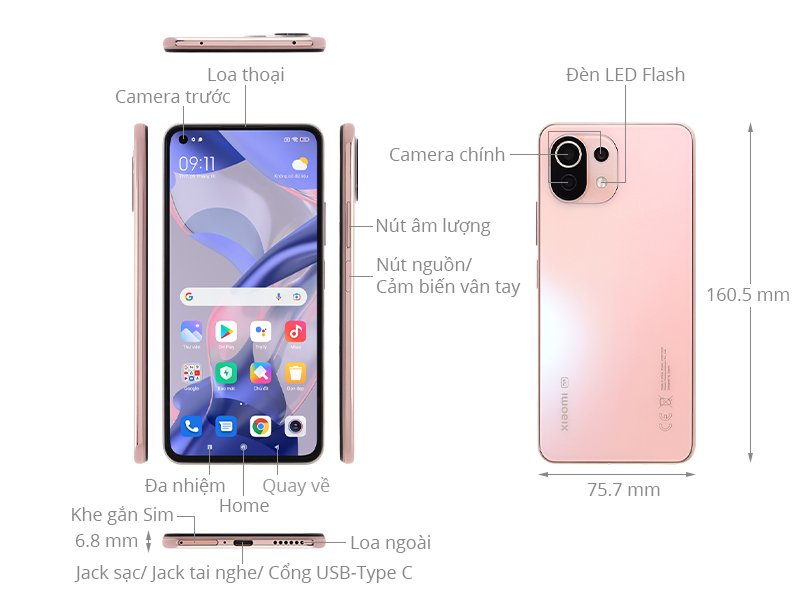 Điện thoại Xiaomi 11 Lite 5G NE Hồng (8+128)