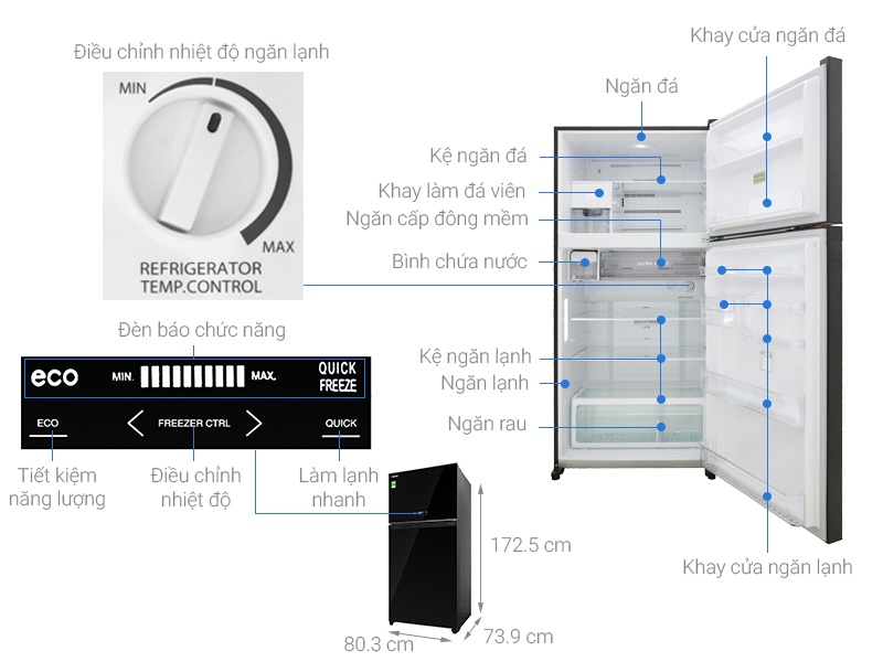 Tủ lạnh 2 cánh Inverter Toshiba GR-AG58VA/XK - 555 Lít