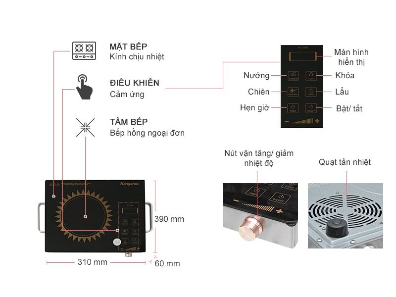 Bếp hồng ngoại Kangaroo KG398I