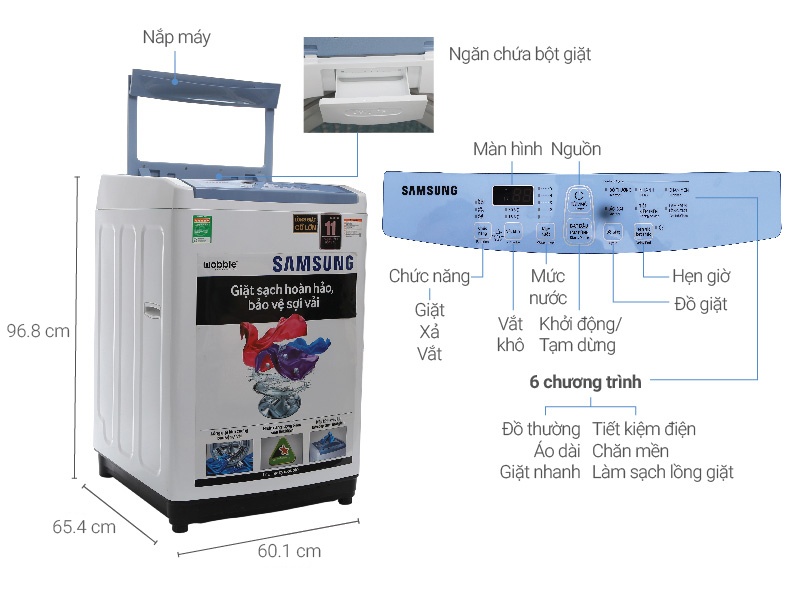 Máy giặt 8.5KG Samsung WA85M5120SW/SV