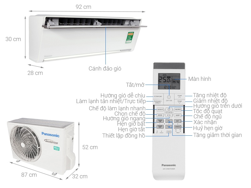 Điều hòa 2 chiều Inverter Panasonic VZ12TKH-8 12.000BTU