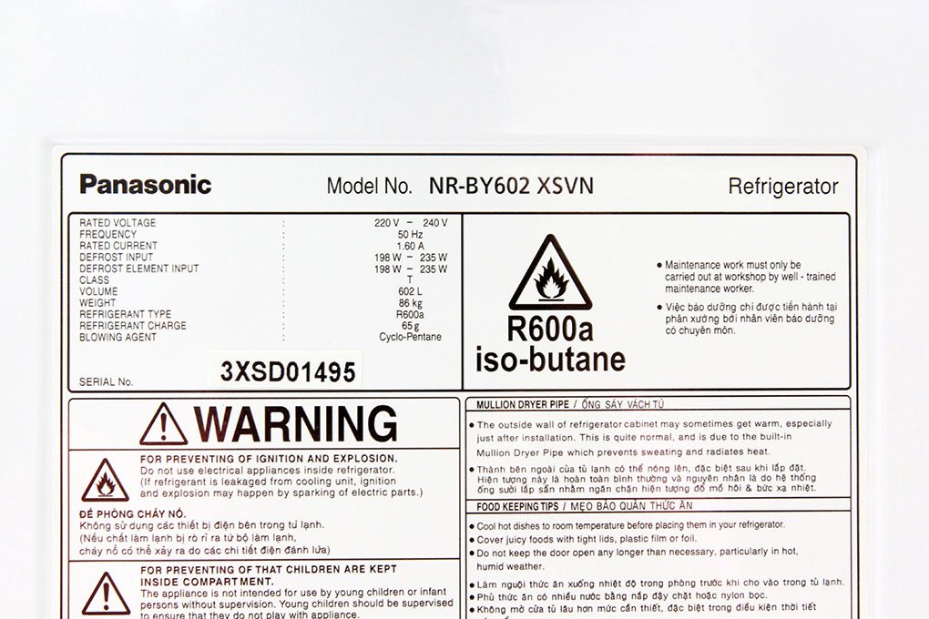 Tủ lạnh Panasonic NR-BY602XSVN - 546 Lít Inverter