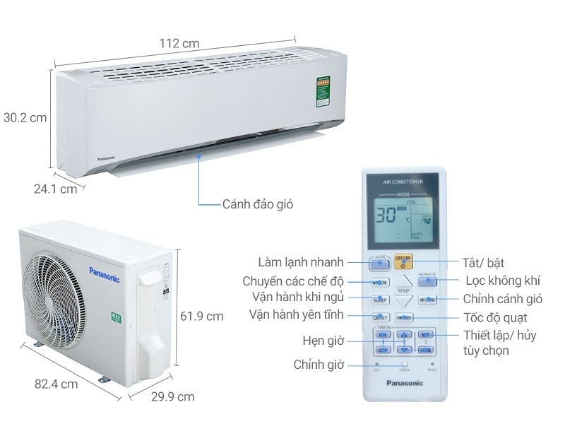 Điều hòa 1 chiều Inverter Panasonic U18TKH-8 18.000BTU
