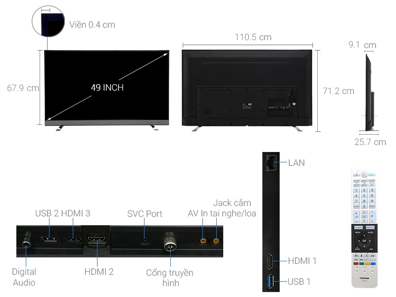 Tivi Toshiba 49 inch 49U6750, 4K Ultra HD