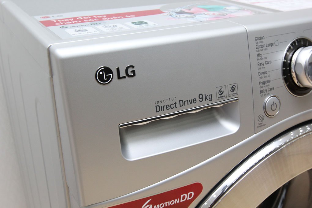 Máy giặt 9 Kg LG F1409NPRL lồng ngang, dẫn động trực tiếp, 6 motion, Turbowash