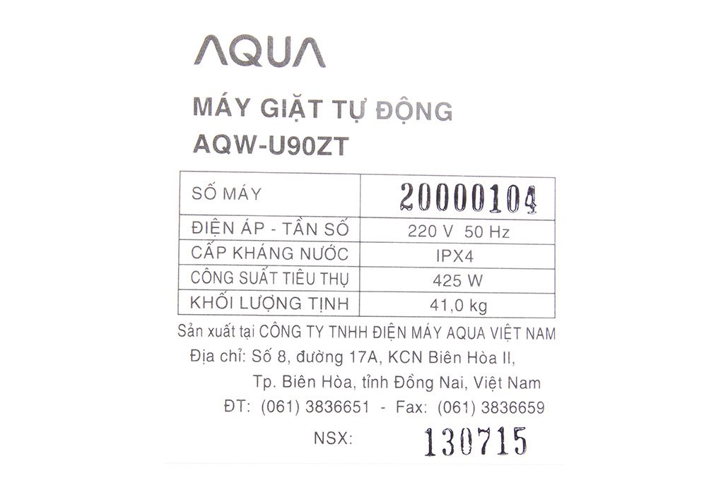Máy giặt 9 Kg AQua AQW- U90ZT/S lồng đứng