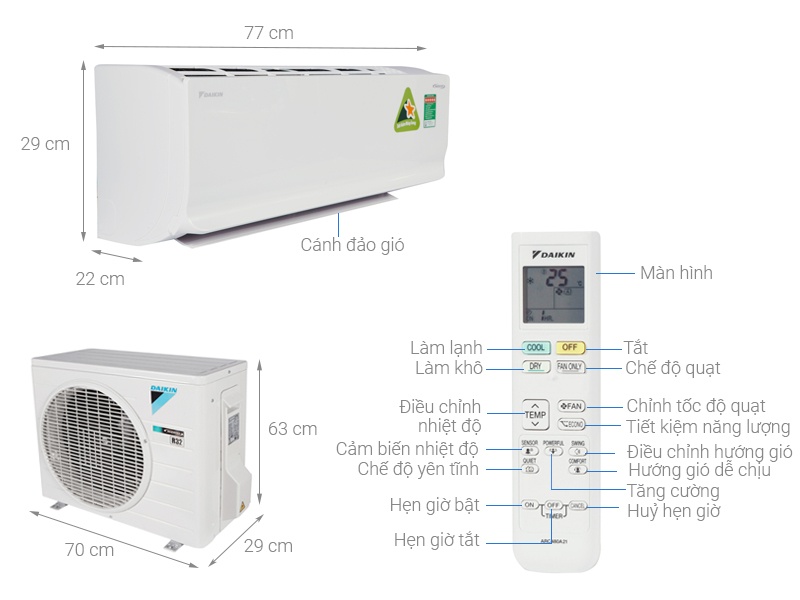 Điều hòa Daikin Inverter FTHF25RVMV 2 chiều 8.500BTU