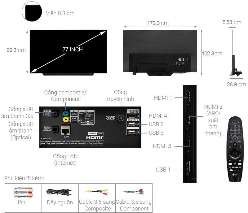 OLED Tivi 4K LG 77 inch 77CXPTA UHD ThinQ AI