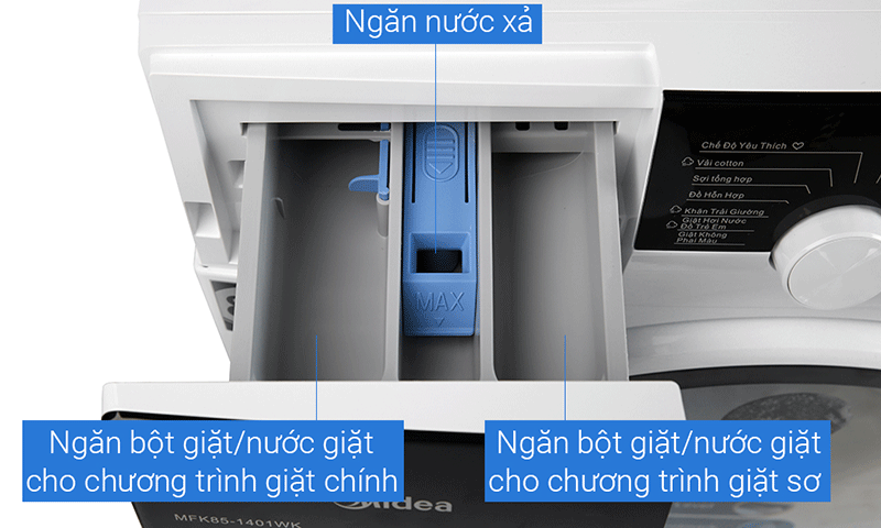 Máy giặt lồng ngang Midea MFK85-1401WK Inverter 8.5Kg