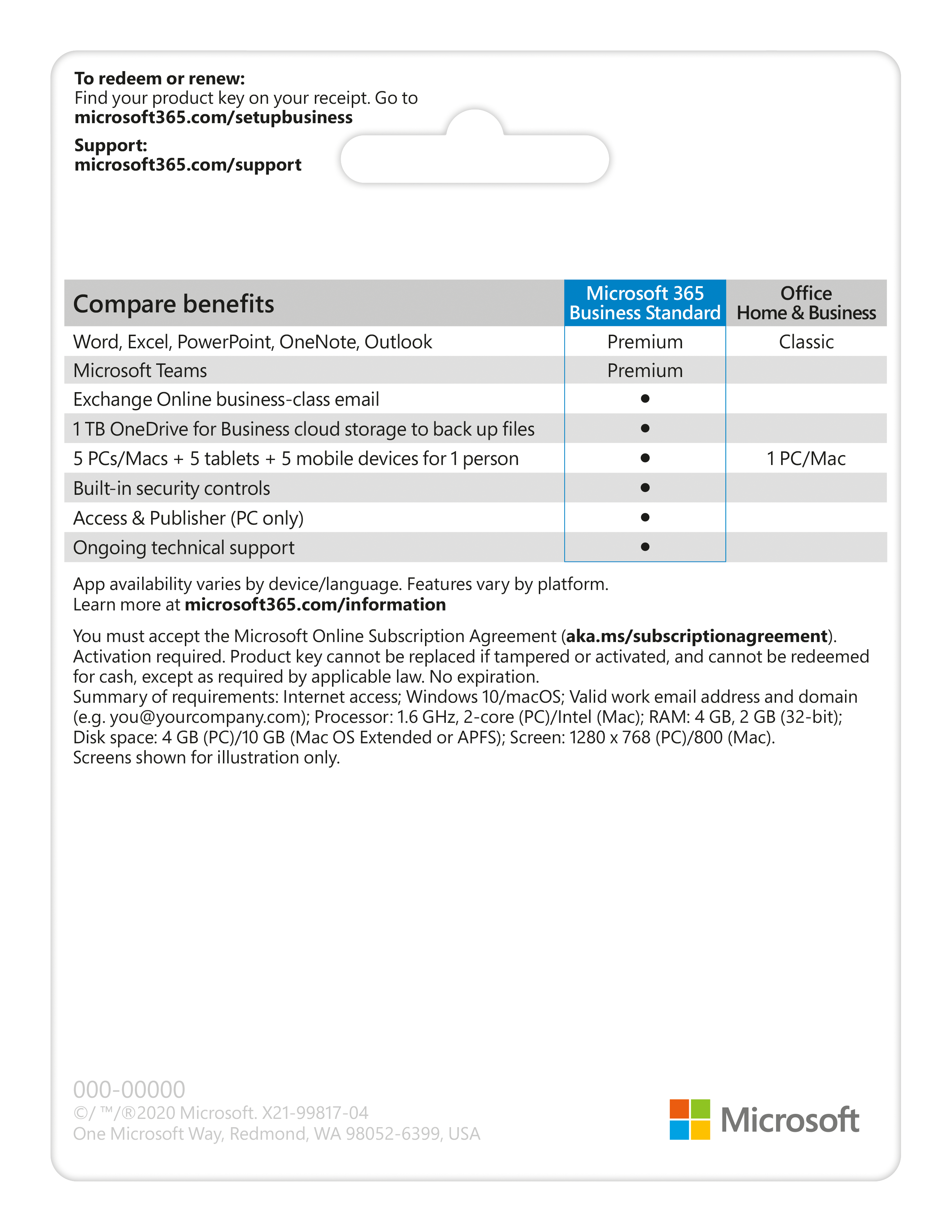 Phần mềm Microsoft 365 Bus Std Retail English APAC EM Subscr 1YR Mdls P6 (KLQ-00454)