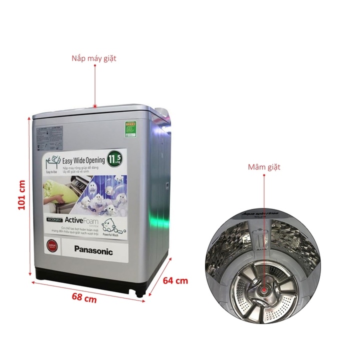 Máy giặt 11.5 Kg Panasonic NA-F115X1LRV lồng đứng