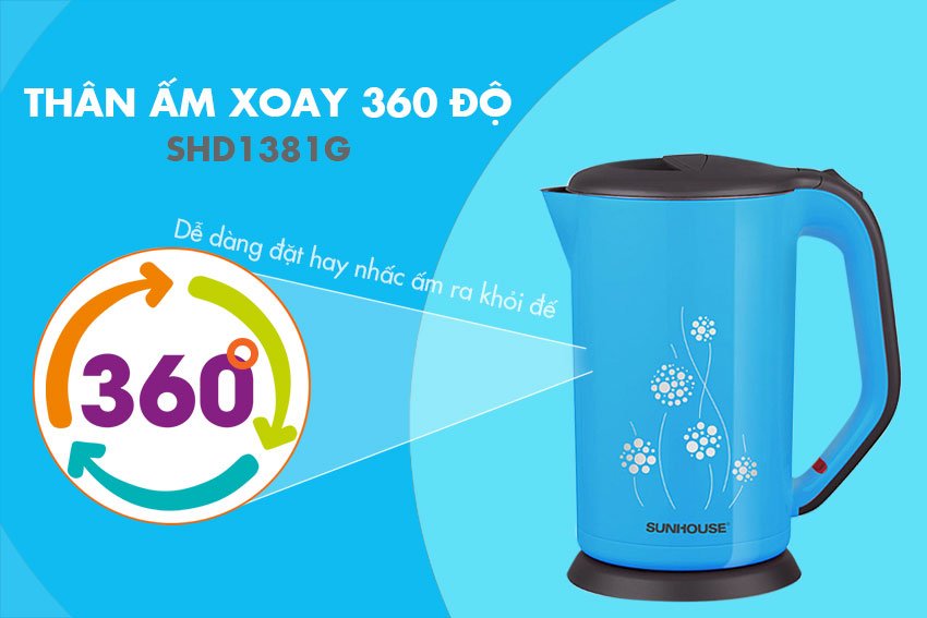 Ấm siêu tốc 1.7 Lít Sunhouse SHD1381 1800W