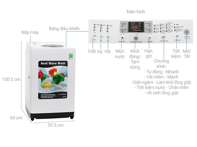 Máy giặt 8kg Hitachi SF-80XA220-VT-WH