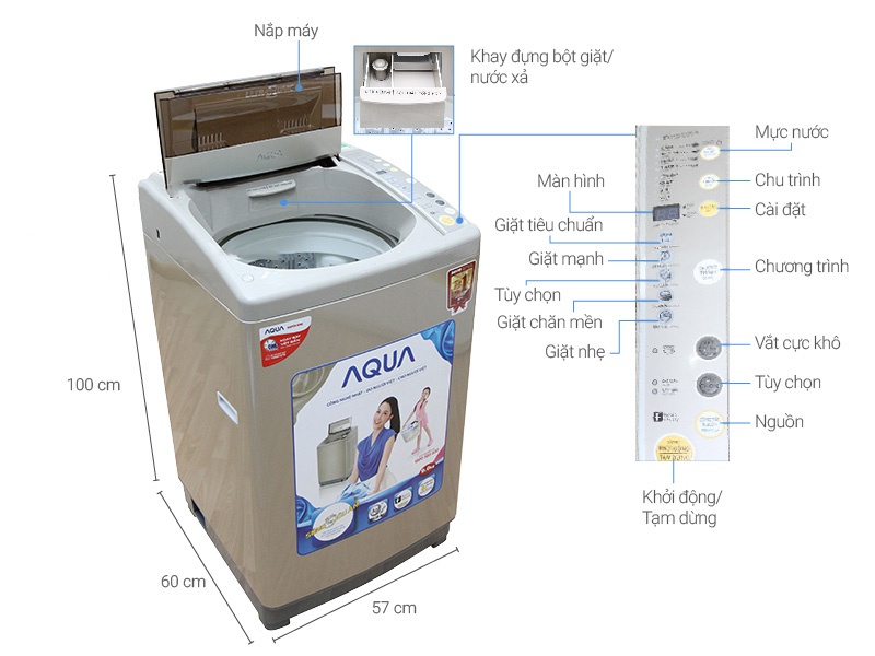 Máy giặt 9 Kg AQua AQW-U90ZT lồng đứng