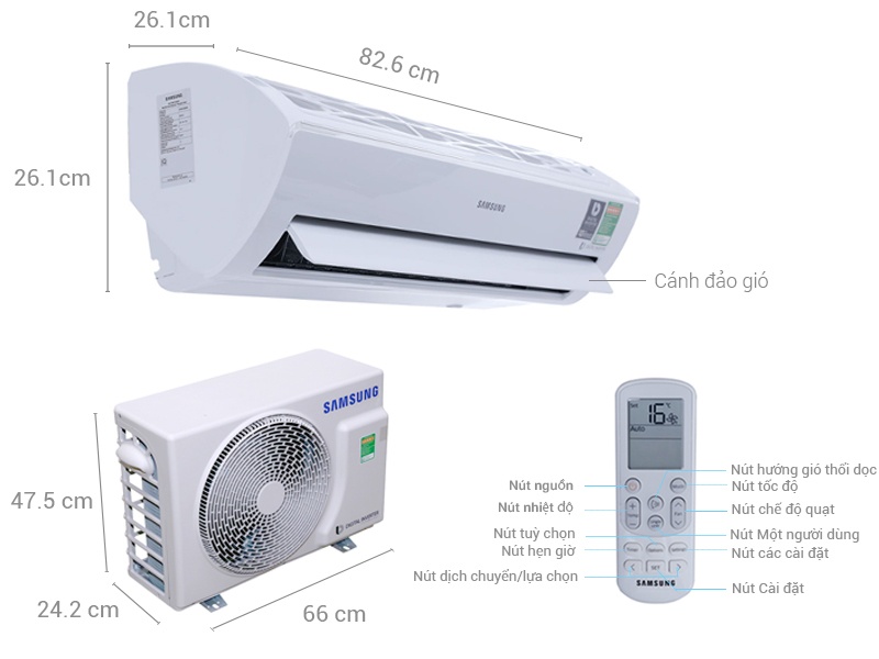 Điều hòa Samsung 1 chiều Inverter 9700BTU AR10MVFSBWKNSV
