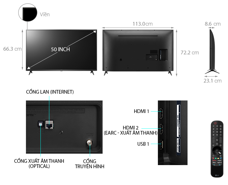Smart Tivi LG 4K 50 inch 50UP7550PTC ThinQ AI