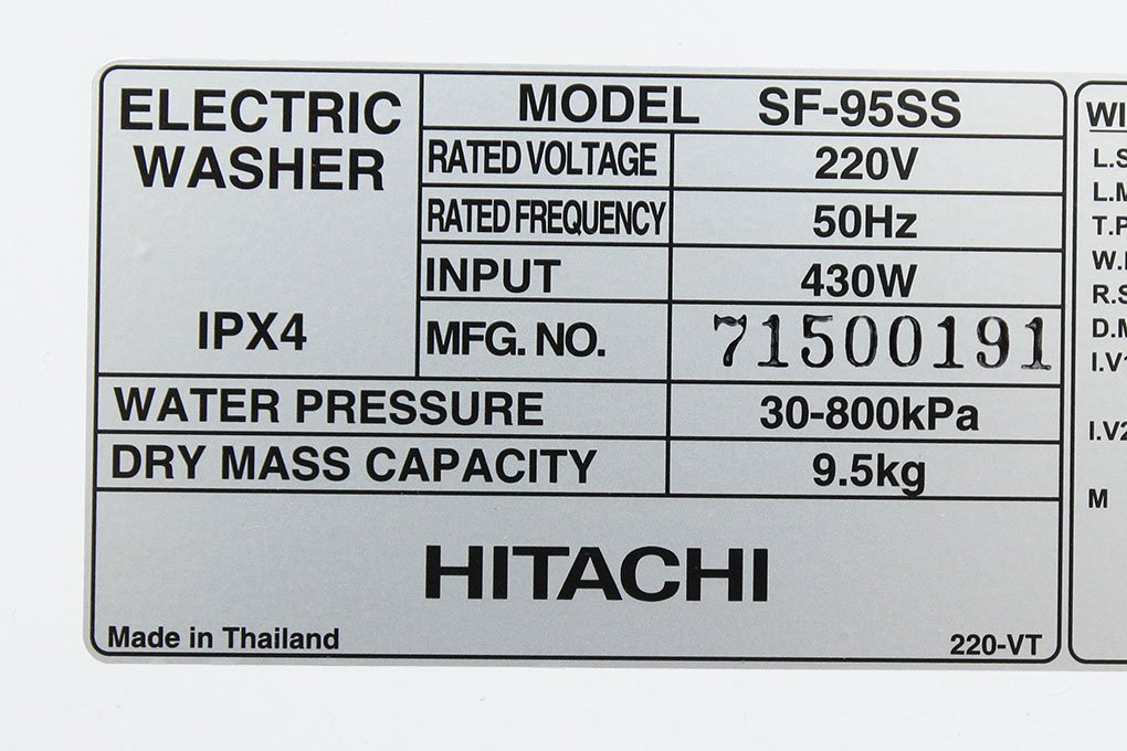 Máy giặt 9.5 Kg Hitachi SF-95SS lồng đứng