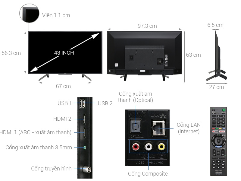 Smart Tivi Sony 43 inch 43W660G Full HD