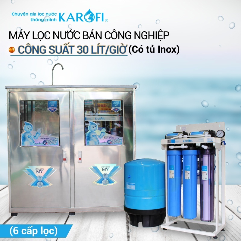 Máy lọc nước bán công nghiệp Karofi KB30 30L/h, có tủ