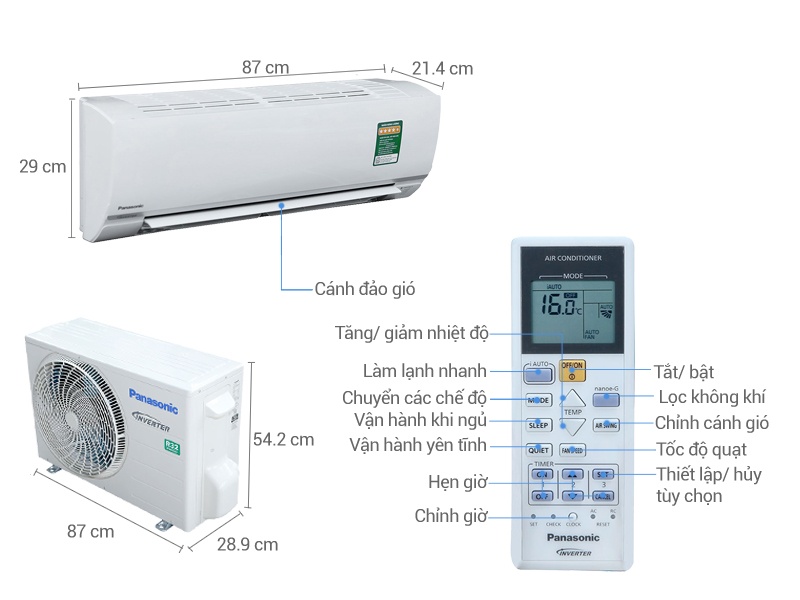 Điều hòa Panasonic 1 chiều inverter PU18TKH-8 18.000BTU