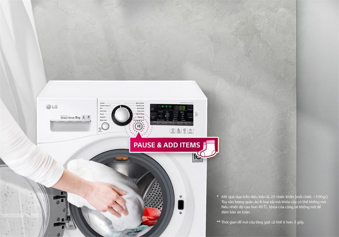 Máy giặt 8 Kg LG F1408DM2W1, Inverter, có sấy 5 Kg