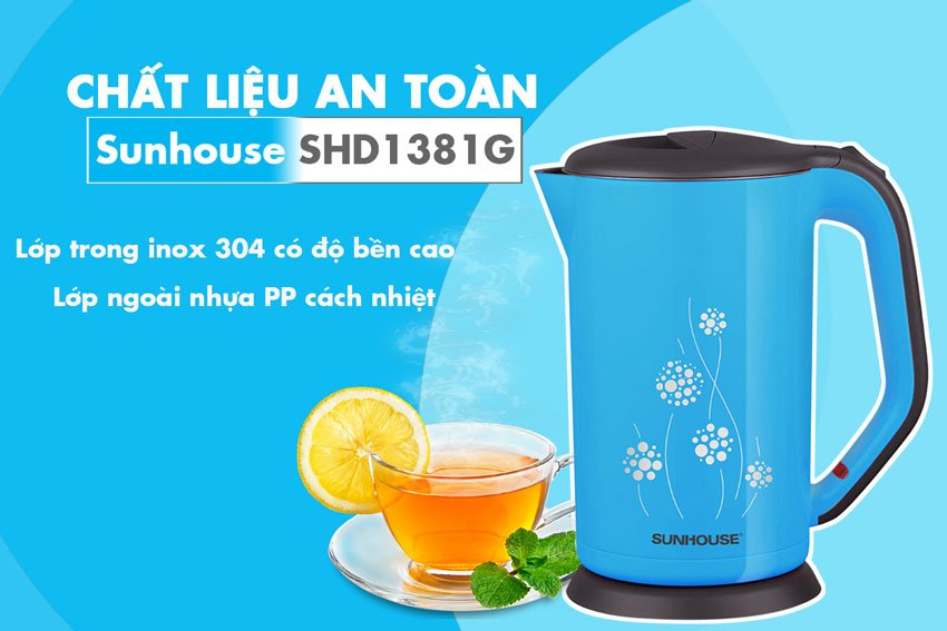 Ấm siêu tốc 1.7 Lít Sunhouse SHD1381 1800W