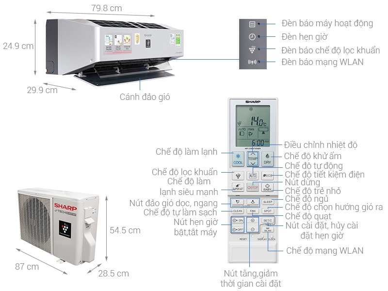 Điều hòa Sharp 1 chiều Super Inverter 1HP-8.500BTU AH-XP10VXW