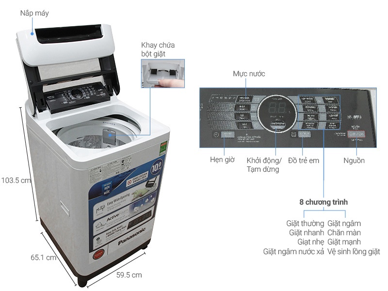 Máy giặt 10 Kg Panasonic NA-F100A1WRV lồng đứng