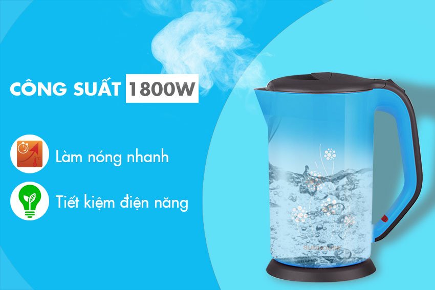 Ấm siêu tốc 1.7 Lít Sunhouse SHD1381 1800W