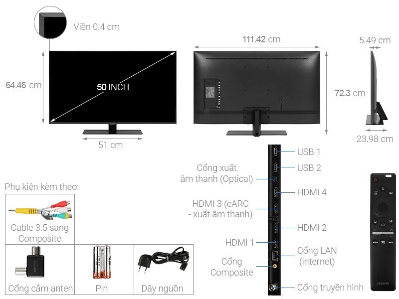 QLED Tivi 4K Samsung 50Q80T 50 inch Smart TV