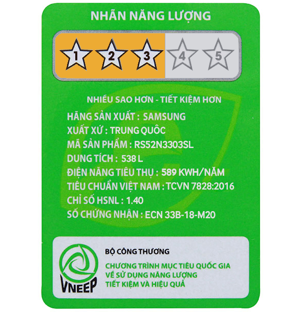 Tủ lạnh SBS Samsung RS52N3303SL/SV 539 Lít