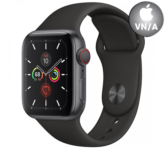 Apple Watch 5 40mm (4G) Viền Nhôm Xám - Dây cao su Đen Chính hãng (MWX32VN/A)