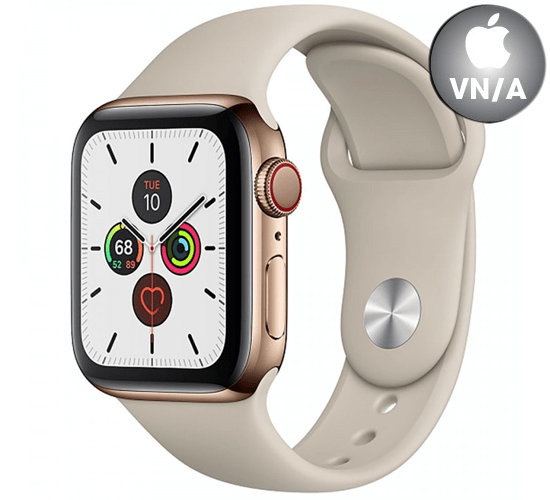 Apple Watch 5 44mm (4G) Viền Thép Vàng - Dây cao su màu ghi đá (MWWH2VN/A) - BH theo Serial