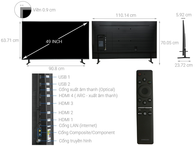 Smart Tivi Samsung 4K 49 inch 49RU8000 Premium UHD
