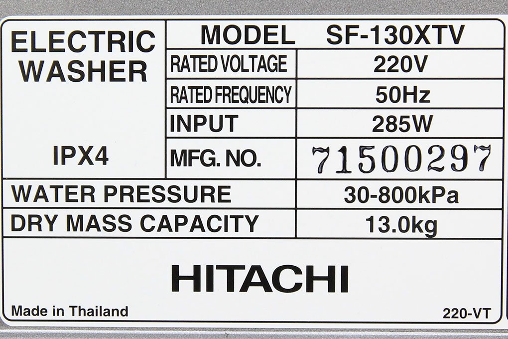 Máy giặt 13 KgHitachi SF-130XTV lồng đứng, Inverter