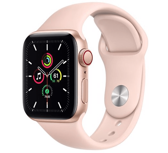 Apple Watch SE 44mm (4G) viền nhôm vàng - Dây cao su Hồng Chính hãng (MYEX2VN/A)