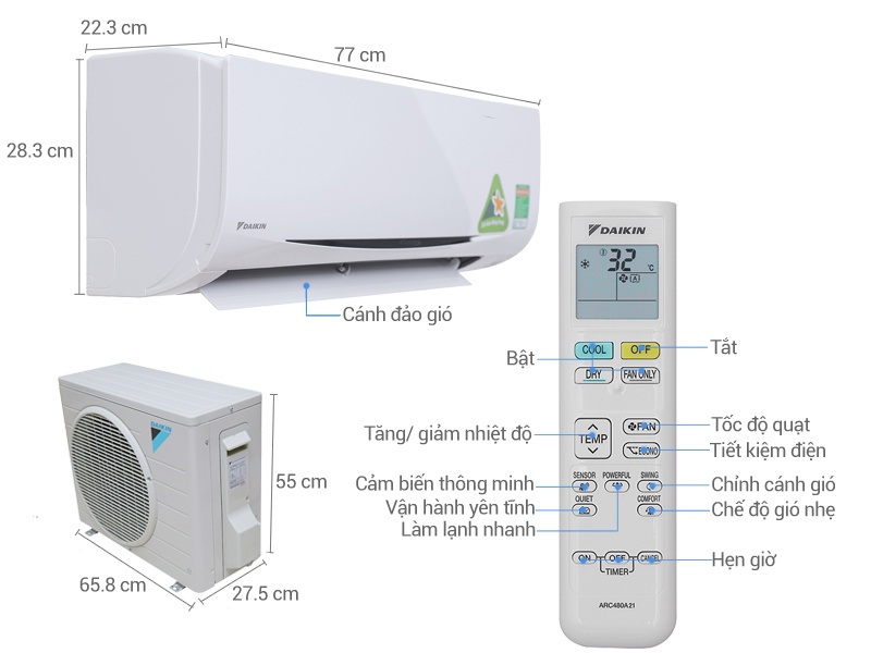 Điều hòa 1 chiều Inverter Daikin FTKC35RVMV/RKC35RVMV-12.000BTU