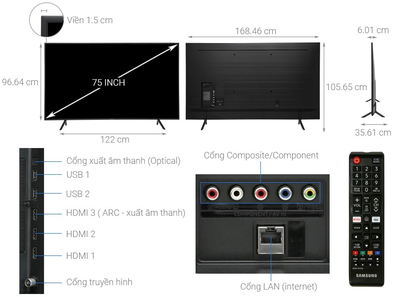 Smart Tivi Samsung 4K 75 inch 75RU7100 UHD