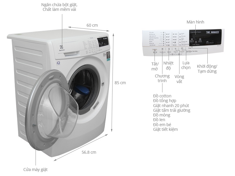 Máy giặt Inverter 7.5 Kg Electrolux EWF10744 (Trắng)